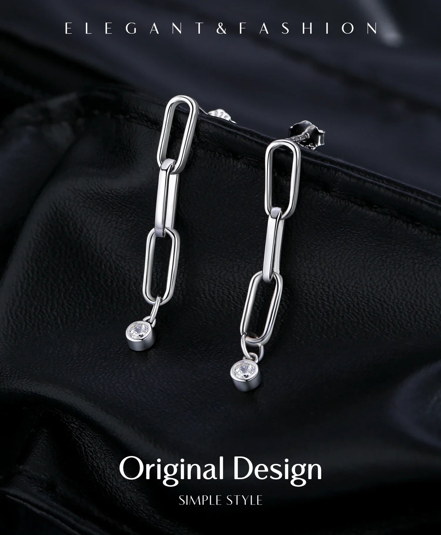 VVS1 Clarity D Color Moissanite Earrings 925 Sterling Silver Fashion Link Chain Stud Earrings For Women Fine Jewelry