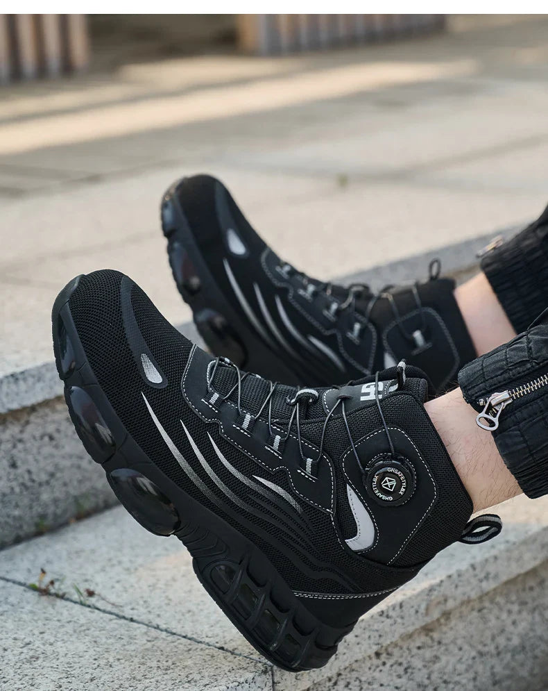 Rotating Buttons Safety Shoes Men Waterproof Steel Toe Safety Footwear Work Boots Men Anti-smash Anti-puncture Protective Boots