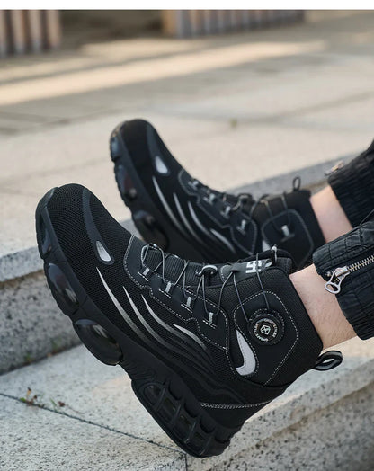 Rotating Buttons Safety Shoes Men Waterproof Steel Toe Safety Footwear Work Boots Men Anti-smash Anti-puncture Protective Boots