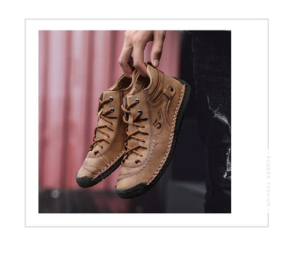 Men's Shoes Leather Unisex Walking Shoes Women Hand Stitching Outdoor Stitched Men Casual Boots