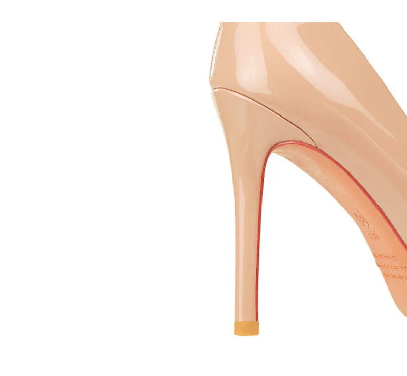 American Banquet High Heels Slim Heels Shiny Patent Leather Shallow Mouth Pointed Toe Shining Rhinestone High Heels Single Shoes