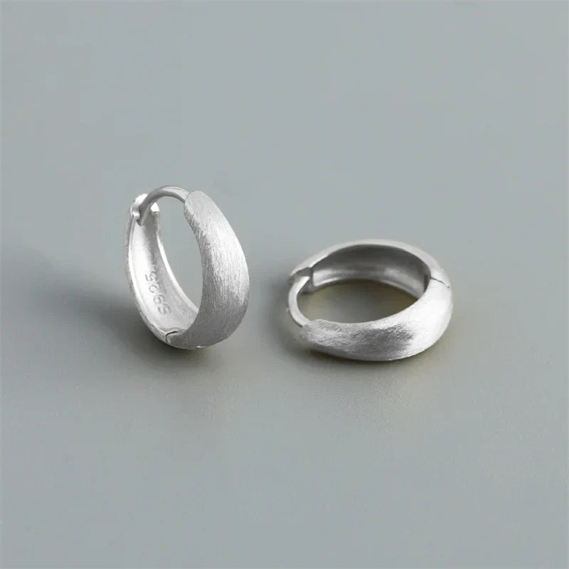 925 Sterling Silver Simple Statement Matte Large Huggies Hoop Earrings for Men Women Fine Gothic Punk Charms S925 Jewelry