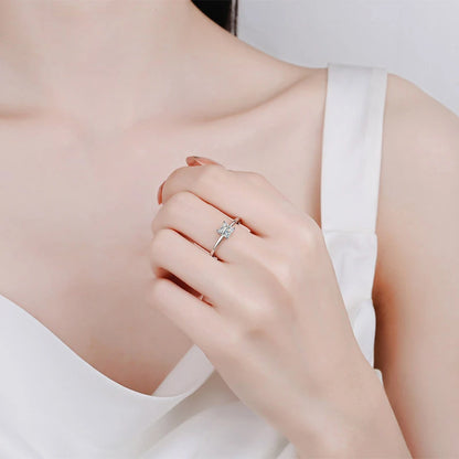 0.6 Carat Princess Moissanite Engagement Ring Women Proposal Bridal Rings Sterling Silver Wedding Band with Certificate