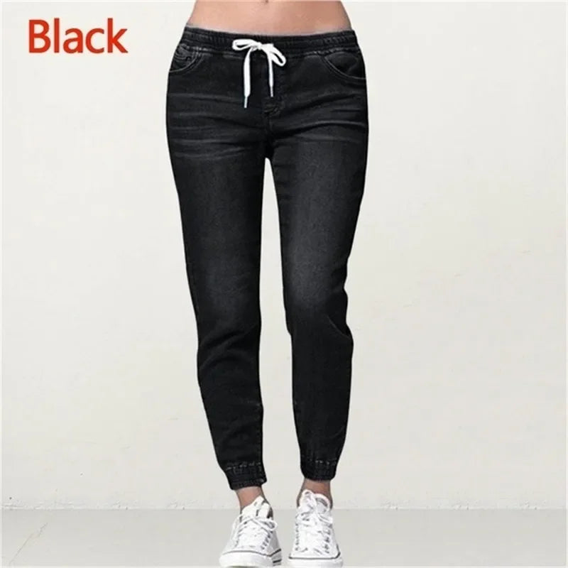 Denim Pants Casual Loose Slim Fit Stretch Long Trousers