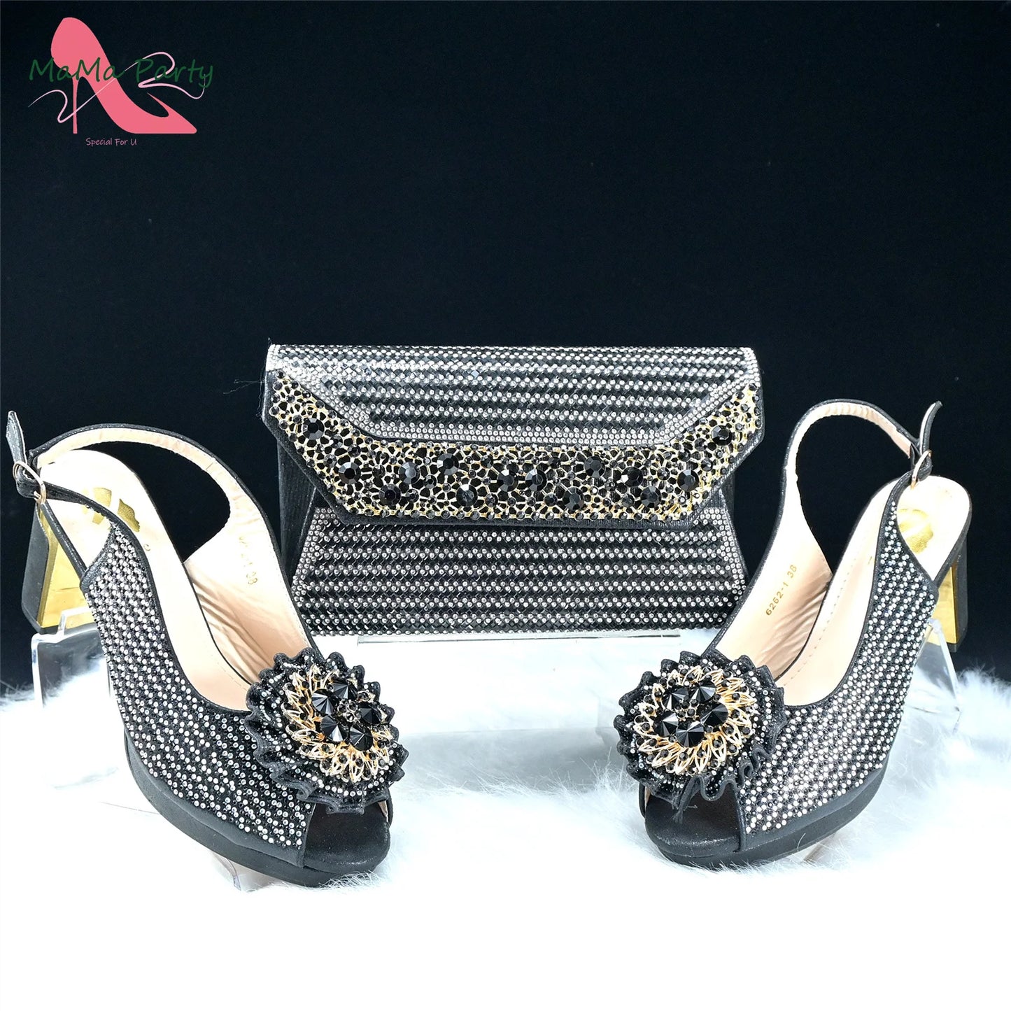 Italian Women Shoes Matching Bag Set in Green Color 7 CM Comfortable Heels with Plaform Elegant Peep Toe Sandals