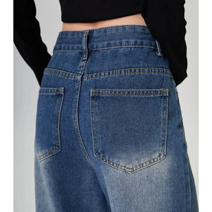 Summer Men Baggy Jeans Unisex Vintage American Style Straight Wide Leg Denim Pants Fashion Brand Hot Sale Casual Trousers