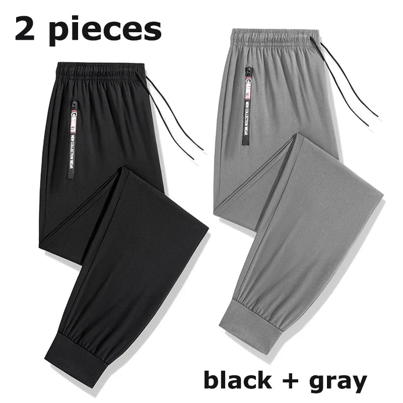 Men's Athletic Stretchy Quick Dry Pants with Zipper Pockets Lightweight Sweatpants for Outdoor Hiking Fishing Running Workout