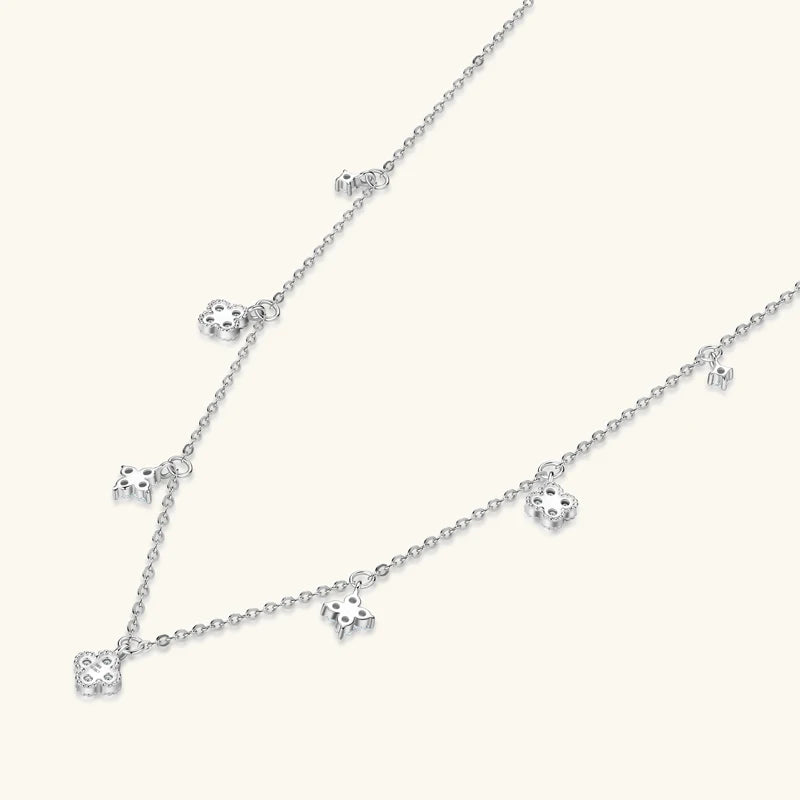3mm D Moissanite Jewelry Set Clover Flower Pendant Necklace Earrings Bracelet 3 in 1 Sets for Women 925 Silver Charm Gifts
