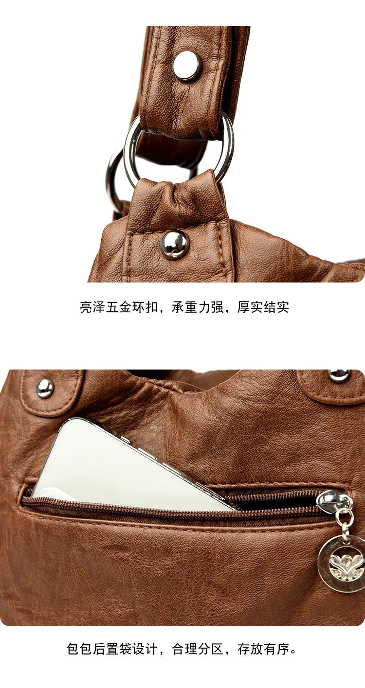 Hot Luxury Bag Women's PU Leather Crossbody Bag Retro Luxury Handbag Fashion Motorcycle Bag Brand Fashion Crossbody Bag