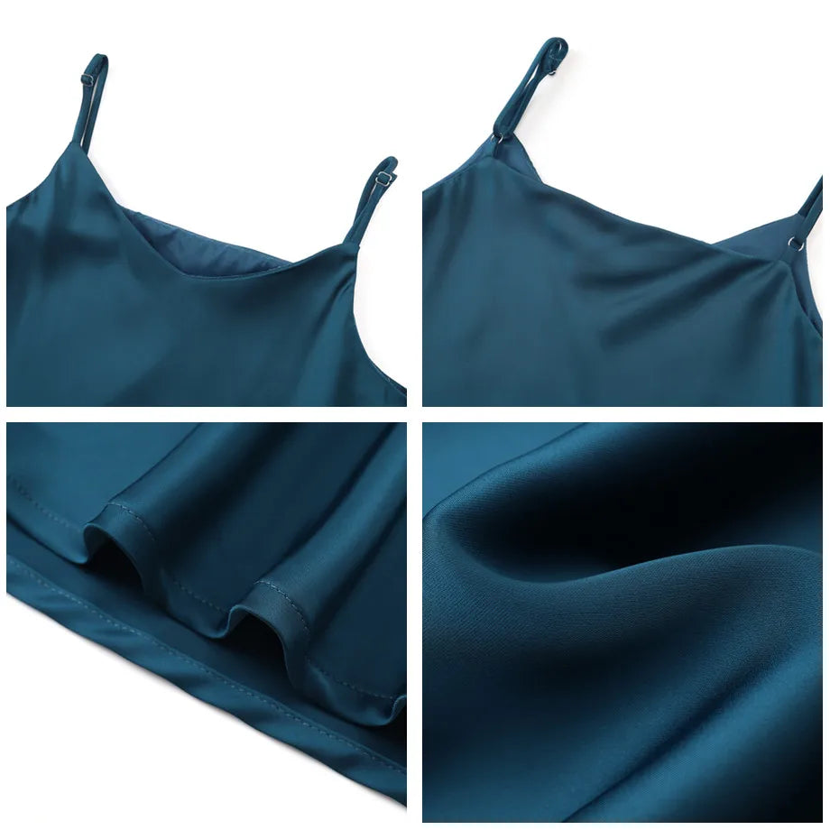 woman clothes thicken ribbing closed-fit wrap tops + Satin Adjustable straps dress (ship out in 1 day)