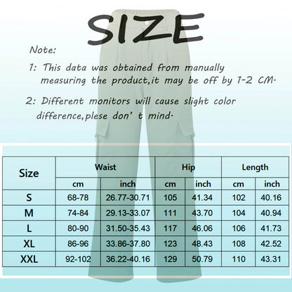Cargo Pants Women Retro Loose Full Length Straight Leg Trousers