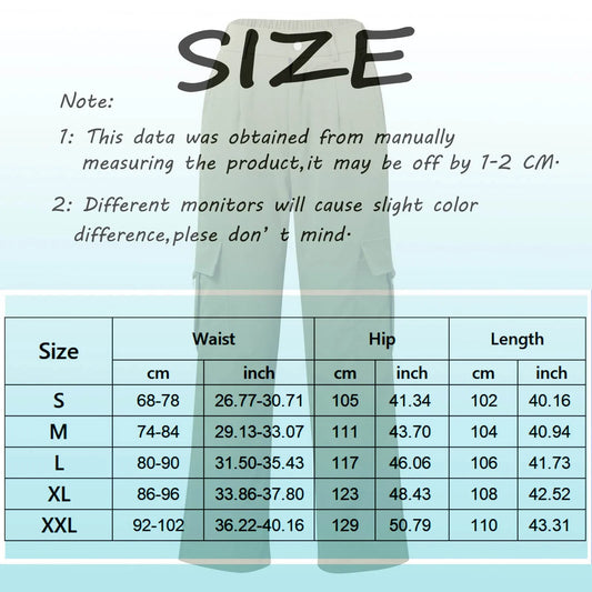 Cargo Pants Women Retro Loose Full Length Straight Leg Trousers