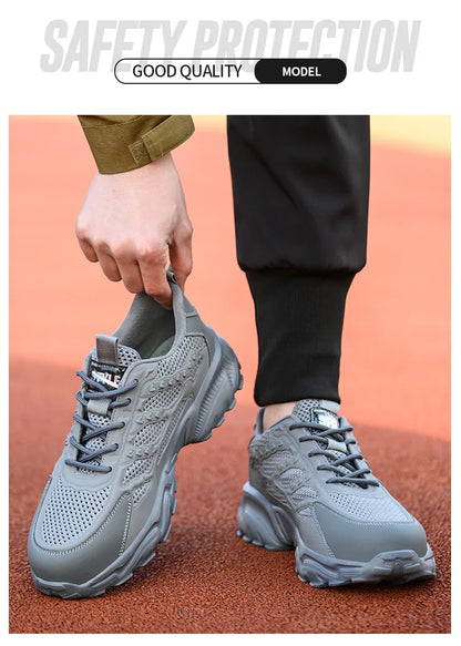 Summer Work Shoes with protection breathable Lightweight ShoesSteel Toe Shoes Men  Anti-smashing Industrial Safety Shoes