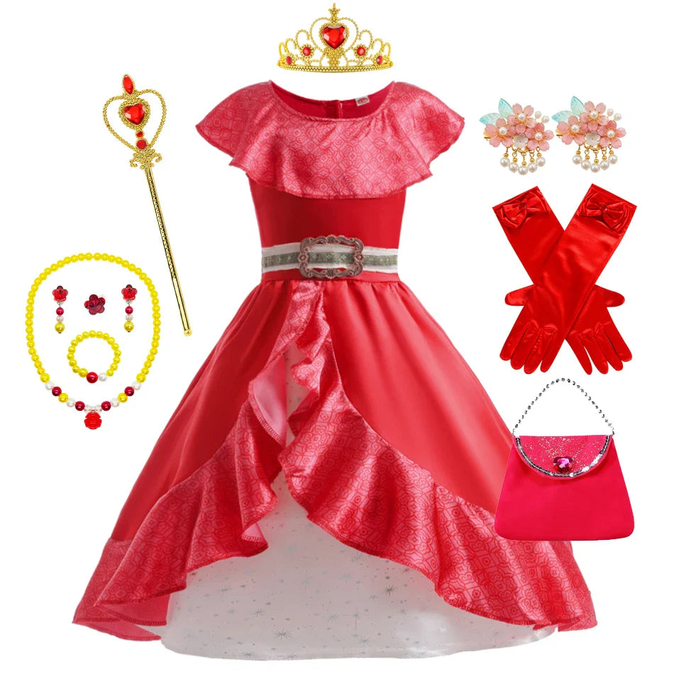 Elena Dress Girl Princess Cosplay Costume Kid Halloween Party Dressup Carnival Frocks Birthday Party Carnival  2-10Y
