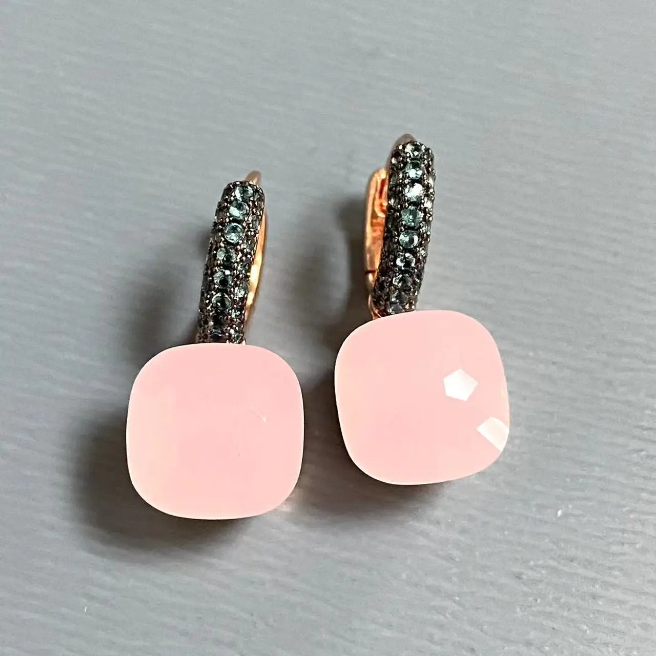 Classic Nudo Earrings Inlay Blue Topaz Zircon With Black Gun Plated Brown Crystal Earrings Fashion Jewelry Gift For Women