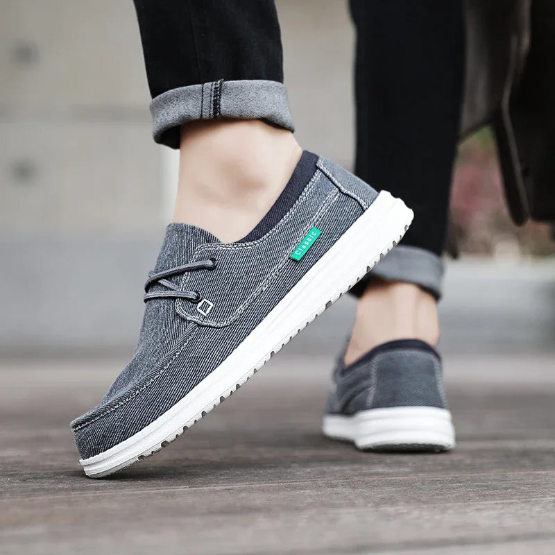 Men's Canvas Shoes Retro Loafers Lightweight Flats Leisure Footwear Male Summer Moccasin Men Casual Business Shoe