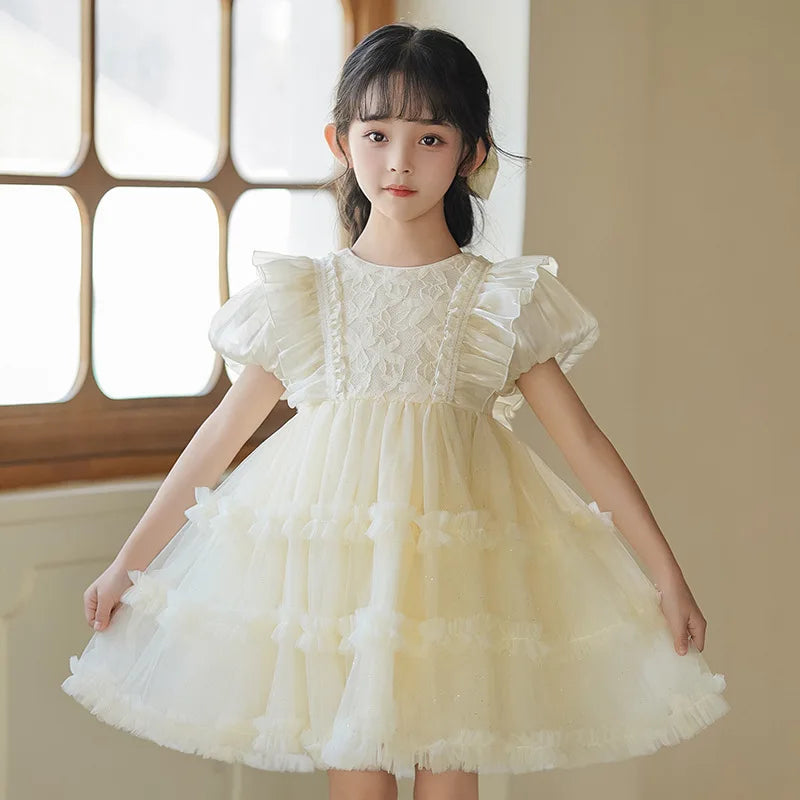 Girls' Princess Dress Summer New Style Little Girl Birthday Dress Dress Fashionable Children's Lolita Dress Short-Sleeved Dress