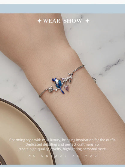 925 Sterling Silver Kingfisher Bracelet Original Design Bracelet Women Silver Jewelry for Party BSB127