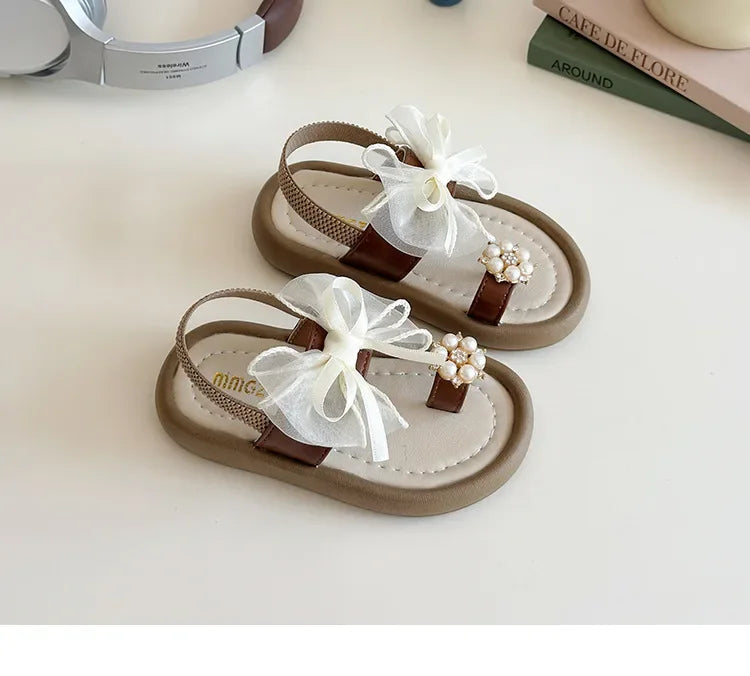 2025 Children Sandals for Girls Summer New Fashion Korean Style Soft Bottom Anti-slippery Versatile Chic Princess Beach Shoes