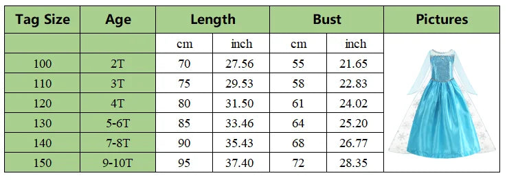 Girl Elsa Dress Princess Halloween Cosplay Party Kids Snow Queen Costume Princess Children Outfit Dress