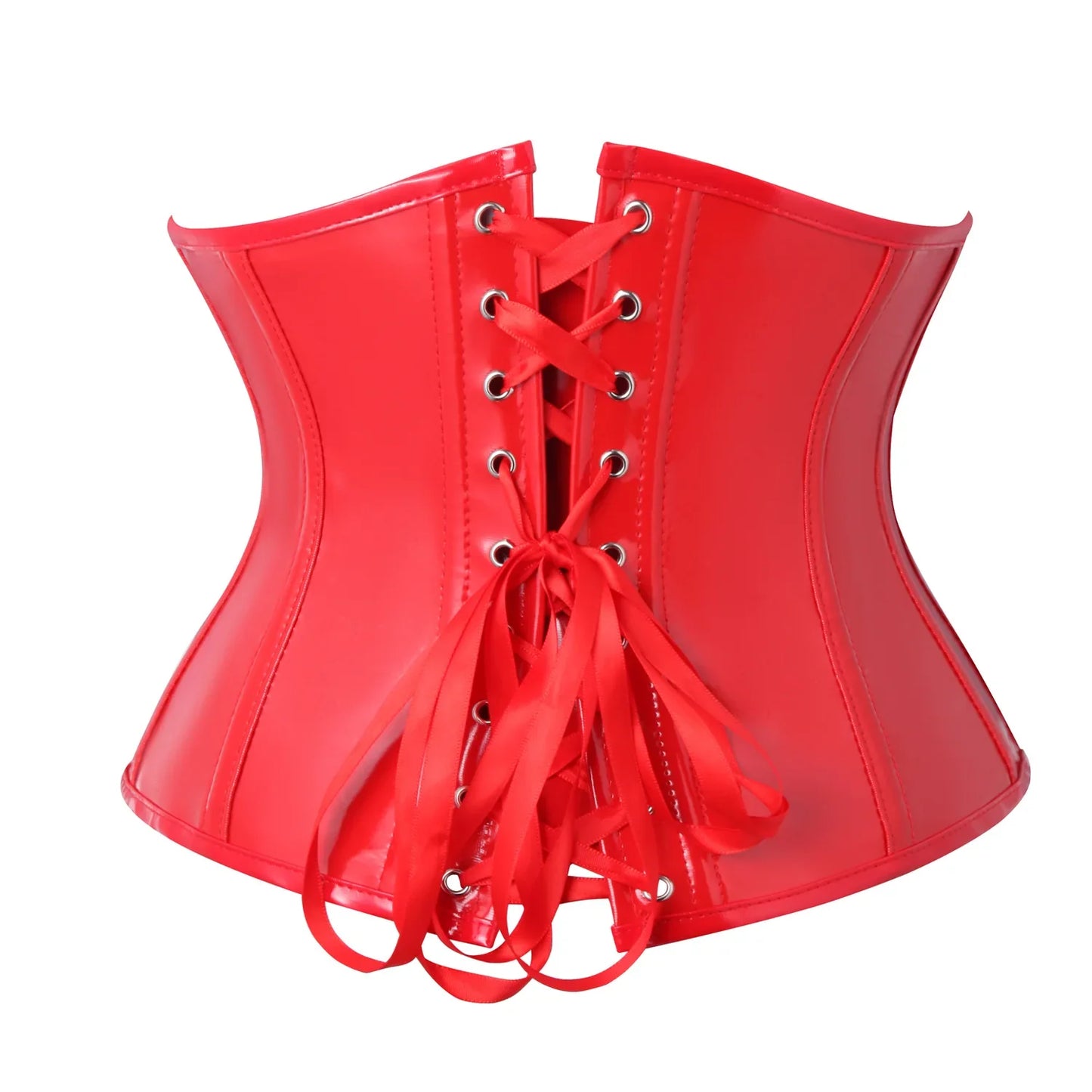 Black Glossy PVC Vinyl Underbust Corset Top for Women Push Up Bustier Goth Punk Waist Cincher Body Shaper Plus Size Sexy Korsett