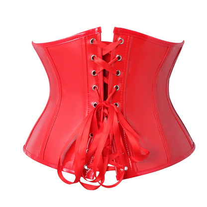 Black Glossy PVC Vinyl Underbust Corset Top for Women Push Up Bustier Goth Punk Waist Cincher Body Shaper Plus Size Sexy Korsett