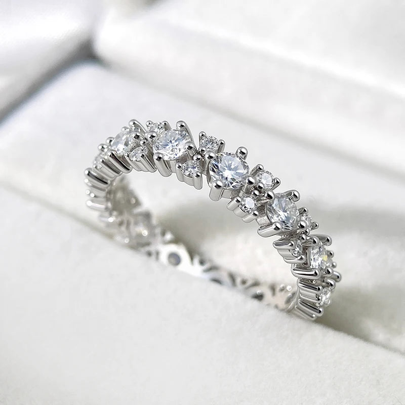 1.56CTTW 100% All Moissanite Wedding Rings for Women Dating Ring Full Eternity Bands S925 Sterling Silver Plated 18k GRA