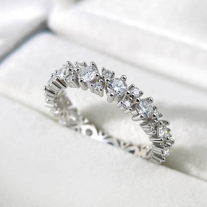 1.56CTTW 100% All Moissanite Wedding Rings for Women Dating Ring Full Eternity Bands S925 Sterling Silver Plated 18k GRA