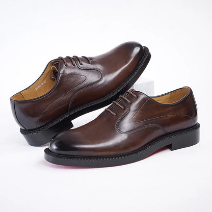 Fashion brand smooth Oxford shoes business formal leather shoes men's 2025 winter high heels wedding pointed office shoes