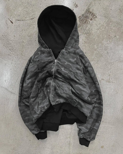 Hip-hop Nova Roupa Dupla Face Harajuku Retro Estampa de Leopardo Moda Solta Zíper Moletom Masculino Street Casual Feminino