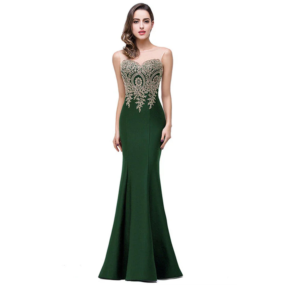 Mint Green Bridesmaid Dresses Mermaid Lace Applique Mesh Neck Backless Evening Formaol Party Prom Gown For Bride Vestido De Gala