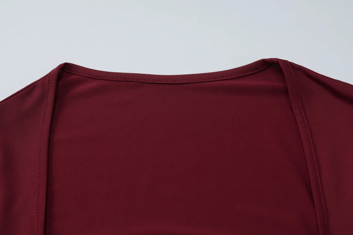 Dulzura 2025 Outono Mais Recente Moda Sexy Gola Quadrada Manga Comprida Fina Com Laço Renda Babados Retalhos Camiseta Roupas de Festa Balada