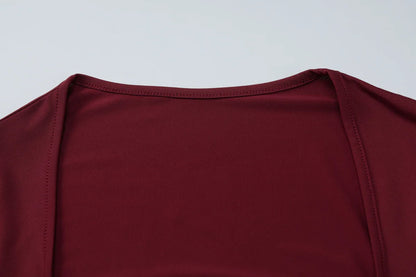 Autumn Latest Fashion Sexy Square Collar Long Sleeve Slim Lace Up Lace Ruffles Patchwork T-Shirt Party Club Clothes