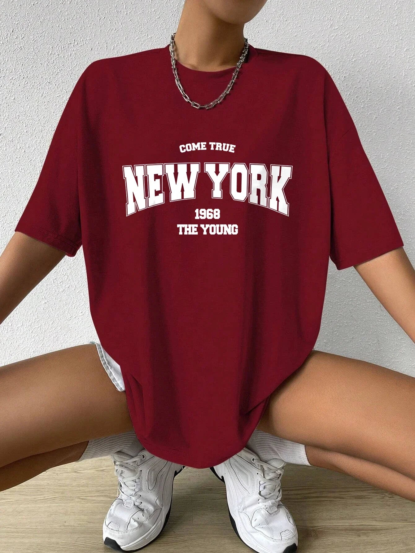 Quando 1968 A Nova Iorque É Jovem Camisetas Femininas De Algodão Oversize Camisetas Diárias Criatividade Roupa Casual Individual De Rua