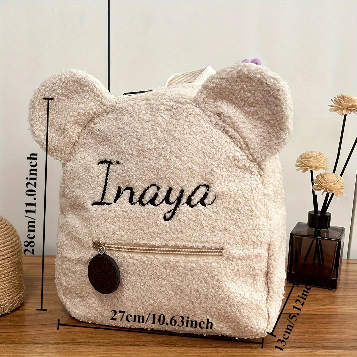 Cute Bear Plush Backpack Embroidered Name Autumn Winter Kids Outdoor Shoulder Bags Custom Personalized Children's Gift Bags