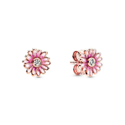 New 925 Silver Earring Shaped Circle Pearls Drop Earring Sparkling Bow Stud Earrings PandKK Original For Women Gift Fine Jewelry