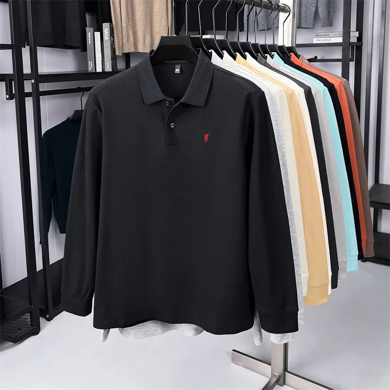 100% Pure Cotton Long Sleeved Men's Polo Shirt Hot Selling Brand Autumn Season Exquisite Pony Embroidery Breathable Top T-shirt