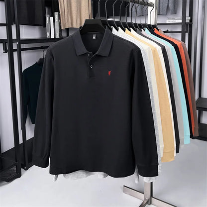 100% Pure Cotton Long Sleeved Men's Polo Shirt Hot Selling Brand Autumn Season Exquisite Pony Embroidery Breathable Top T-shirt