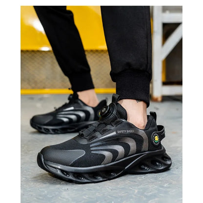 Button Labor Protection Shoes Lightweight Steel Toe Cap Anti Smashing and Anti Puncture Safety Shoes