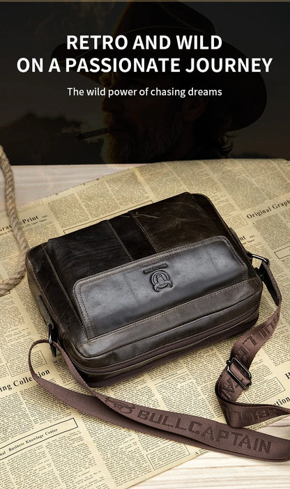 Genuine Leather Men's Crossbody Bag Large Capacity Casual Multifunctional Handbag A Fashion Business Briefcase