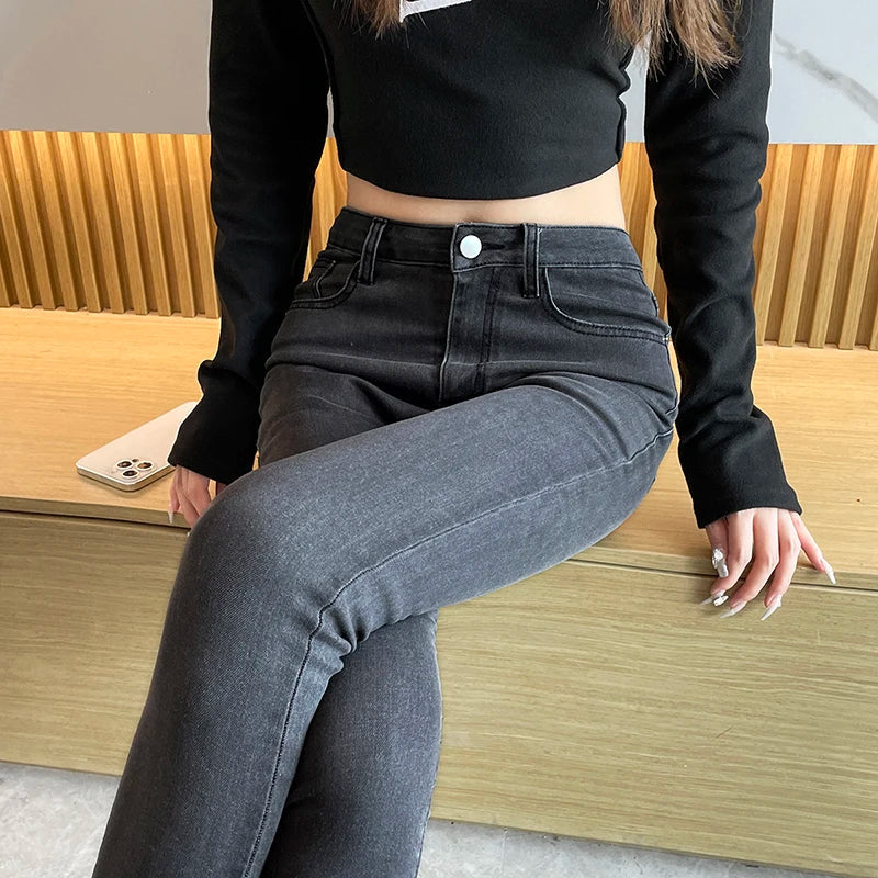 Women's Jeans Stretch Cotton Fashion Korean Slim Pencil Pants