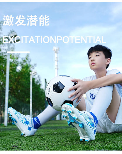 Children Soccer Shoes Kids Football Boots Cleats Boys Lightweight Training Boots Youth Outdoor Futsal Shoes Non-slip Sneakers