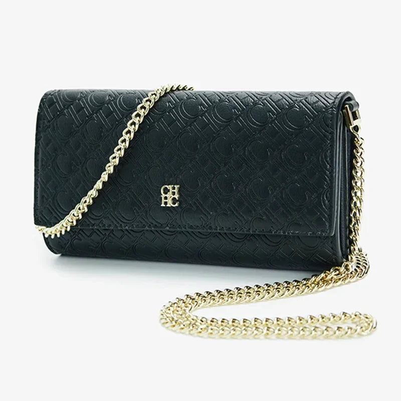 Bolsa de Ombro Feminina de Grife CH Elegante de Alta Qualidade com Estampa de Letras