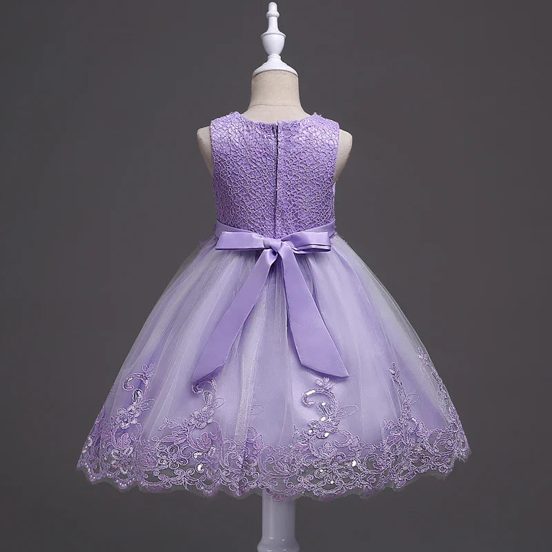 Girl Princess Dress of Korean style sleeveless beaded children's dress dress princess dress lace dress performance