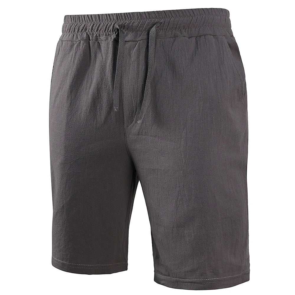 New Men's Cotton Linen Shorts Pants Male Summer Breathable Solid Color Linen Trousers Fitness Streetwear S-3XL