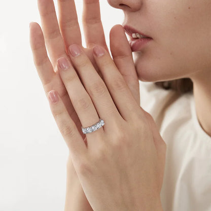 2.5/5CTTW D Color Genuine Moissanite Rings for Women 5 Gemstone Bridal Wedding Jewelry 925 Sterling Silver Wholesale Ring