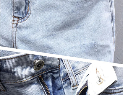Spring and Autumn New Fashion Trend Solid Color Straight Stretch Denim Pants Men Slim Breathable High Quality Small Foot Pants