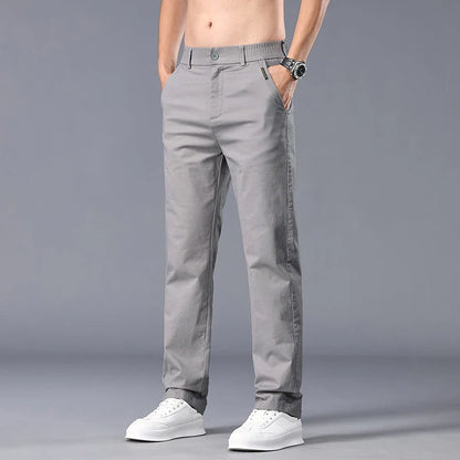 New Casual Pants Men Straight Fit Stretch Autumn Chino Trousers Male Formal Work Business Dress Khaki Fashion Spring Pants