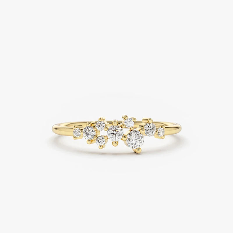 Aliança Moissanite de Prata 925 para Mulheres, Anel de Diamante de Laboratório Brilhante, Joia Fina, Presente