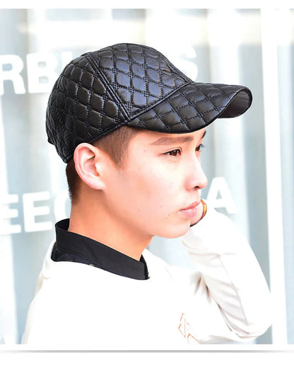 2026  Spring Genuine Sheepskin Leather 55-61CM Black Baseball Caps For Man Casual Street Gf Gorras Dad Hat